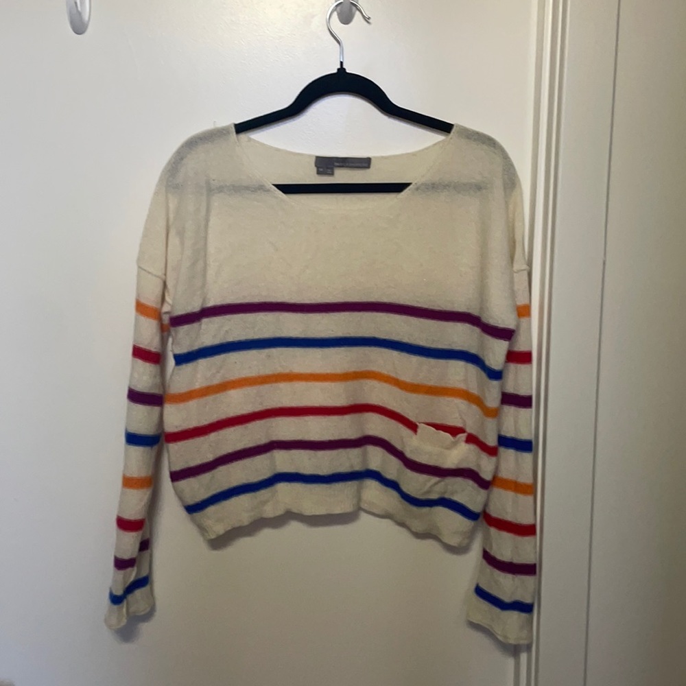 360 Cashmere White multi-colored sweater size M